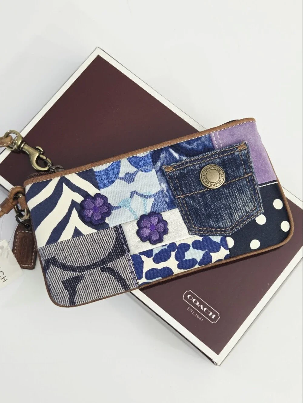NWT VINTAGE COACH Y2K PATCHWORK WRISTLET BAG INDIGO 40529